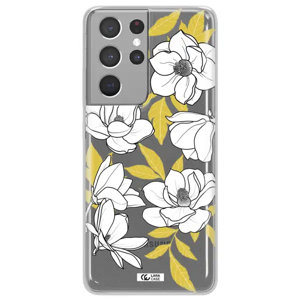 White Quince Flower Samsung S21 Ultra Clear TPU Case