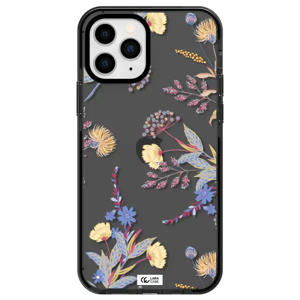 Pastel Fall Flowers Apple iPhone 11 pro impact Smoke Black Case