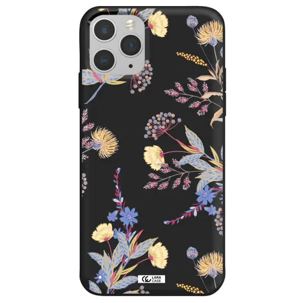 Pastel Fall Flowers Apple iPhone 11 pro max Silicone black Case