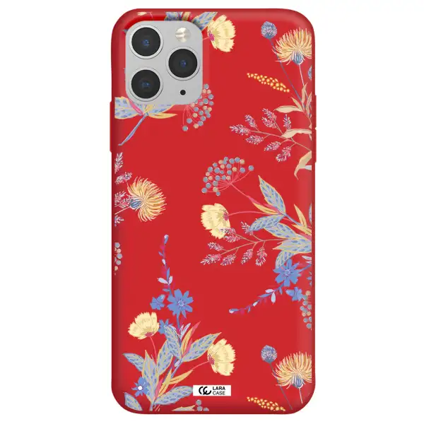 Pastel Fall Flowers Apple iPhone 11 pro max Silicone Imperial Red Case