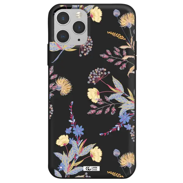 Pastel Fall Flowers Apple iPhone 11 pro Silicone black Case
