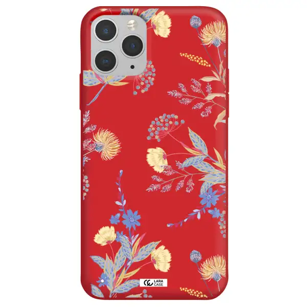 Pastel Fall Flowers Apple iPhone 11 pro Silicone Imperial Red Case