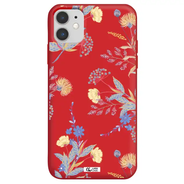 Pastel Fall Flowers Apple iPhone 11 Silicone Imperial Red Case