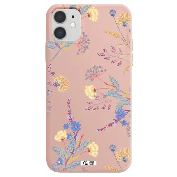 Pastel Fall Flowers Apple iPhone 11 Silicone pastel pink Case