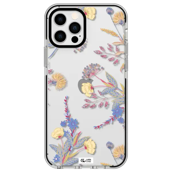 Pastel Fall Flowers Apple iPhone 12 pro impact black border Case