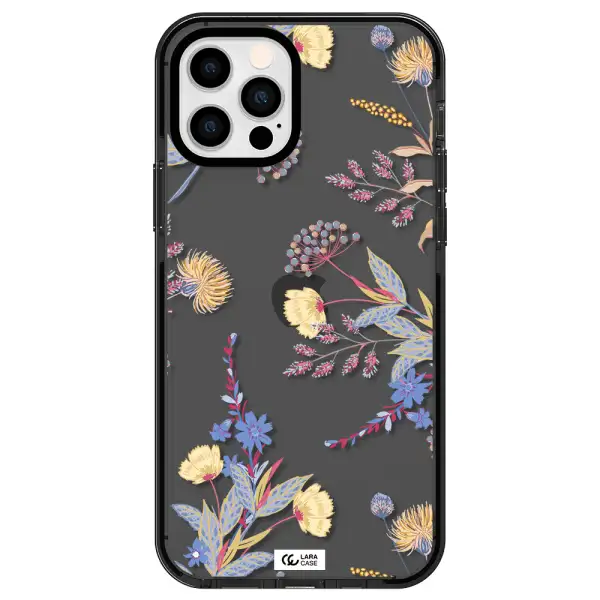 Pastel Fall Flowers Apple iPhone 12 pro impact Smoke Black Case