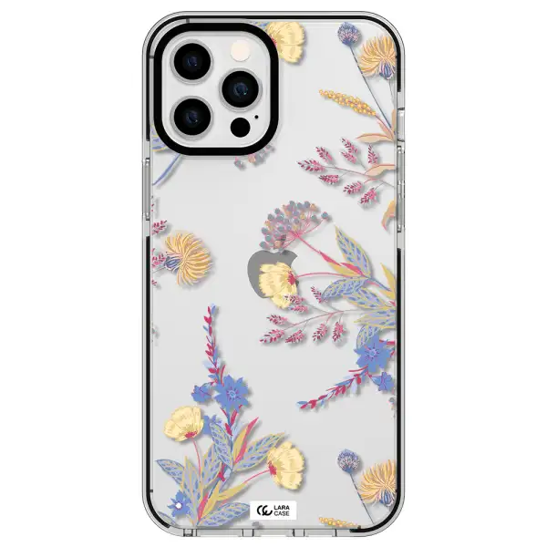 Pastel Fall Flowers Apple iPhone 12 pro max impact black border Case
