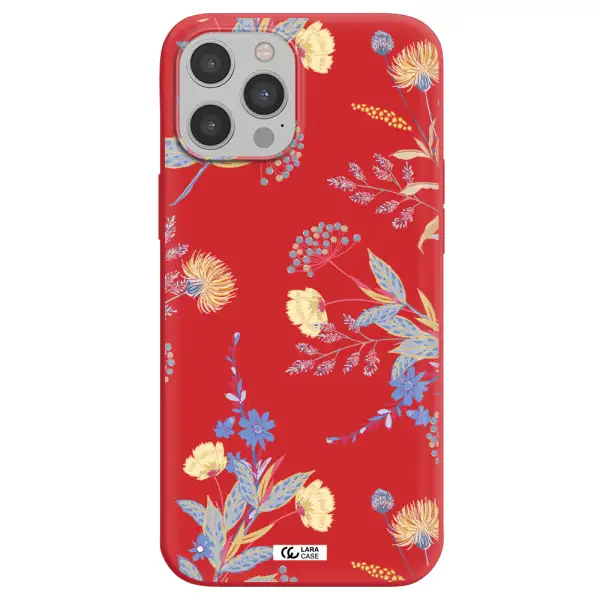 Pastel Fall Flowers Apple iPhone 12 pro Silicone Imperial Red Case