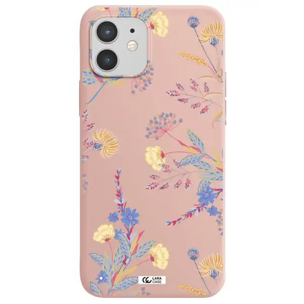 Pastel Fall Flowers Apple iPhone 12 Silicone pastel pink Case