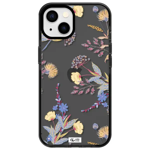 Pastel Fall Flowers Apple iPhone 13 impact Smoke Black Case