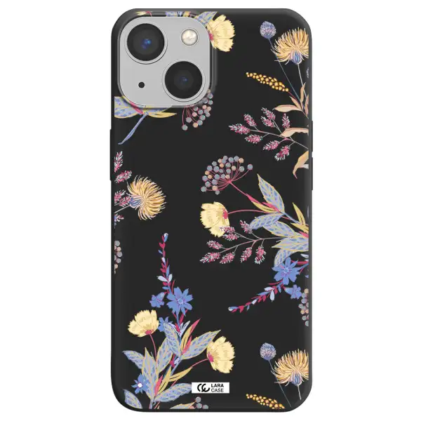 Pastel Fall Flowers Apple iPhone 13 mini Silicone black Case