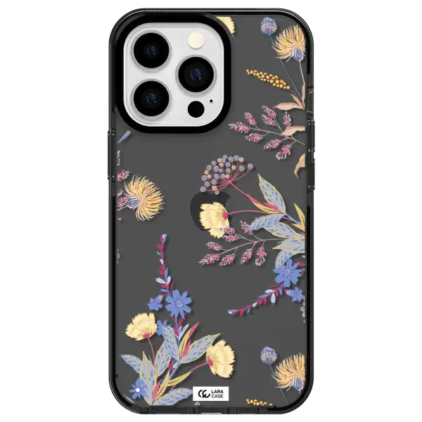 Pastel Fall Flowers Apple iPhone 13 Pro impact Smoke Black Case