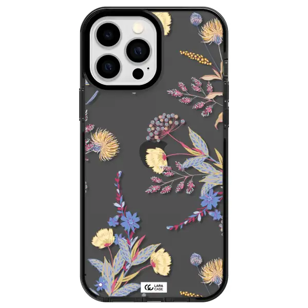 Pastel Fall Flowers Apple iPhone 13 Pro Max impact Smoke Black Case