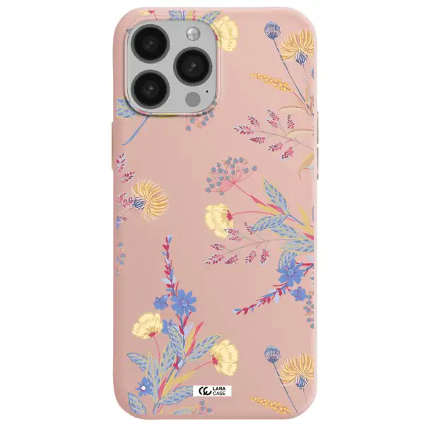 Pastel Fall Flowers Apple iPhone 13 Pro Max Silicone pastel pink Case