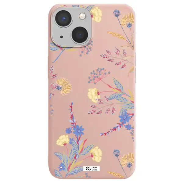 Pastel Fall Flowers Apple iPhone 13 Silicone pastel pink Case