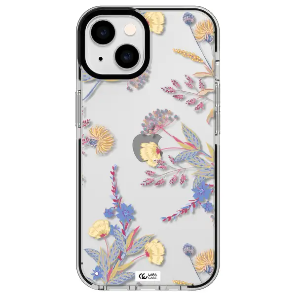 Pastel Fall Flowers Apple iPhone 14 impact black border Case