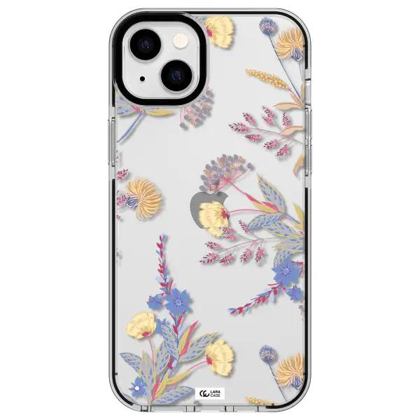 Pastel Fall Flowers Apple iPhone 14 plus impact black border Case