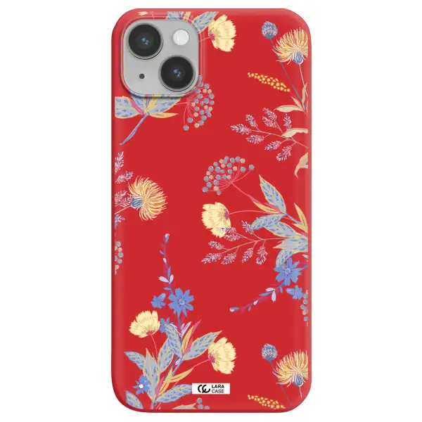Pastel Fall Flowers Apple iPhone 14 plus Silicone Imperial Red Case
