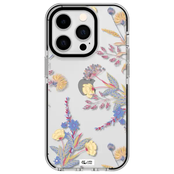 Pastel Fall Flowers Apple iPhone 14 pro impact black border Case