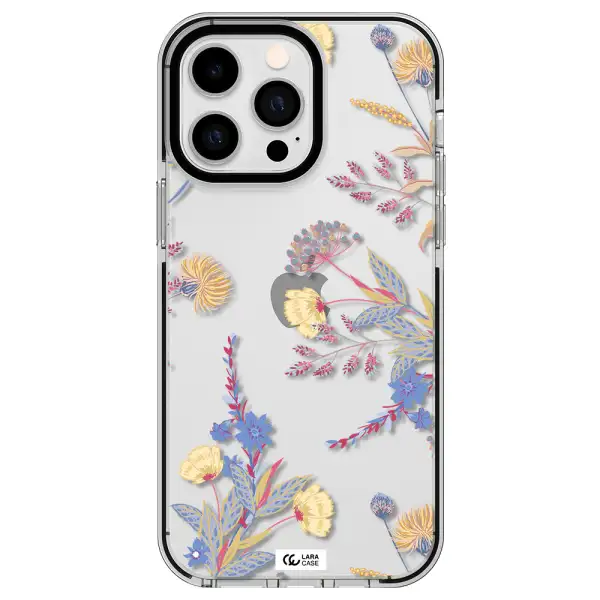 Pastel Fall Flowers Apple iPhone 14 pro max impact black border Case