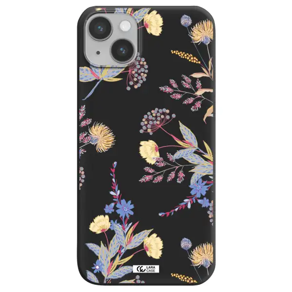 Pastel Fall Flowers Apple iPhone 14 Silicone black Case
