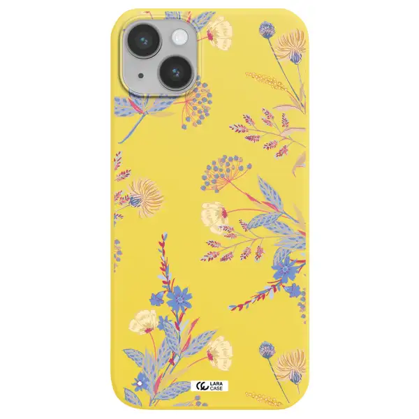 Pastel Fall Flowers Apple iPhone 14 Silicone canary yellow Case