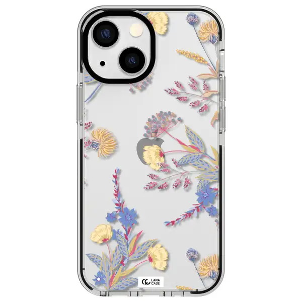 Pastel Fall Flowers Apple iPhone 15 impact black border Case