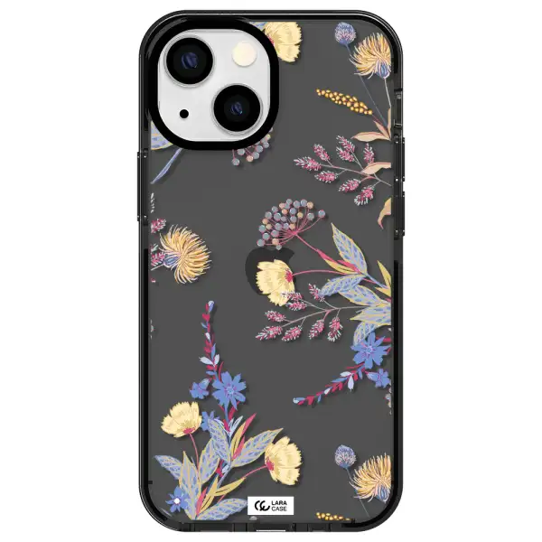Pastel Fall Flowers Apple iPhone 15 impact Smoke Black Case