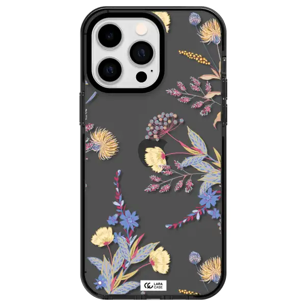 Pastel Fall Flowers Apple iPhone 15 Pro impact Smoke Black Case