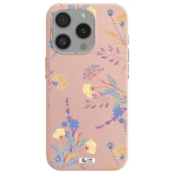 Pastel Fall Flowers Apple Iphone 15 Pro Silicone Pastel Pink Case