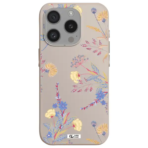 Pastel Fall Flowers Apple Iphone 15 Pro Silicone Stone Case