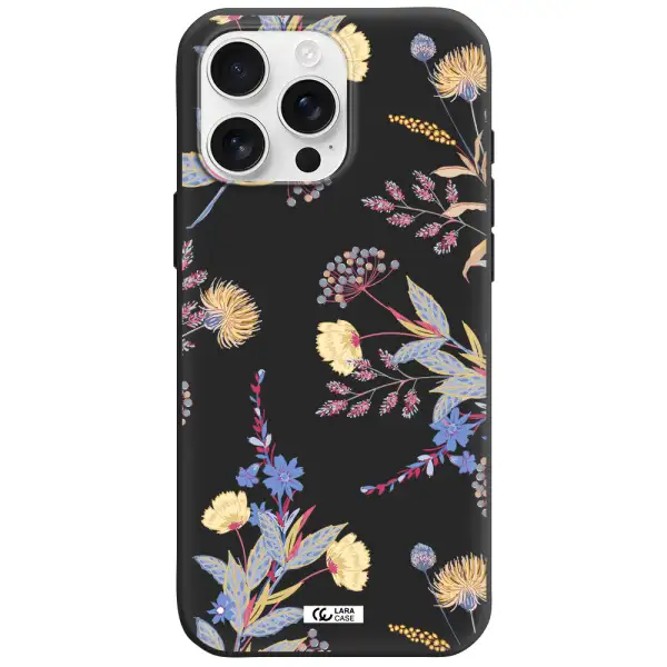 Pastel Fall Flowers Apple Iphone 16 Pro Max Silicone Black Case