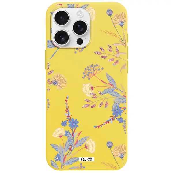 Pastel Fall Flowers Apple Iphone 16 Pro Max Silicone Canary Yellow Case