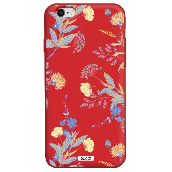 Pastel Fall Flowers Apple iPhone 6 Silicone Imperial Red Case
