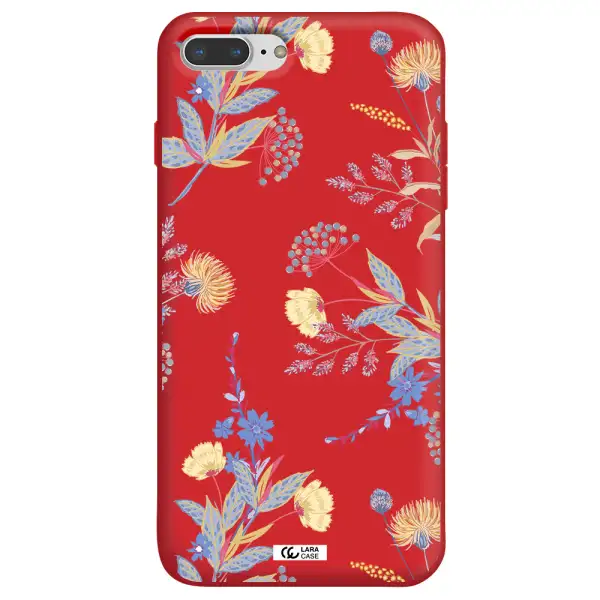 Pastel Fall Flowers Apple iPhone 7 plus Silicone Imperial Red Case
