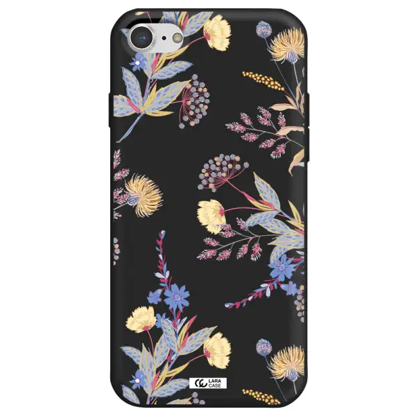 Pastel Fall Flowers Apple iPhone 7 Silicone black Case
