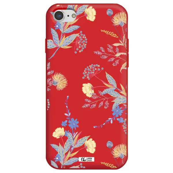 Pastel Fall Flowers Apple iPhone 7 Silicone Imperial Red Case