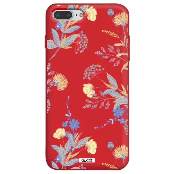 Pastel Fall Flowers Apple iPhone 8 plus Silicone Imperial Red Case