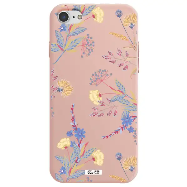 Pastel Fall Flowers Apple iPhone 8 Silicone pastel pink Case
