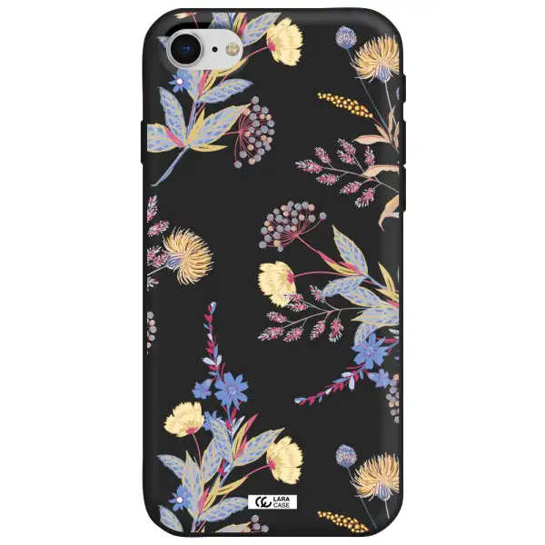 Pastel Fall Flowers Apple iPhone se 2020 Silicone black Case