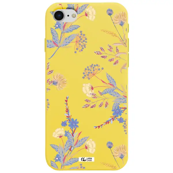 Pastel Fall Flowers Apple iPhone se 2020 Silicone canary yellow Case