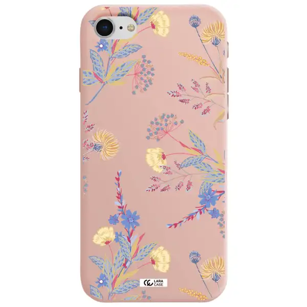 Pastel Fall Flowers Apple iPhone se 2020 Silicone pastel pink Case