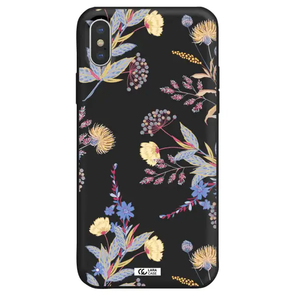Pastel Fall Flowers Apple iPhone X Silicone black Case