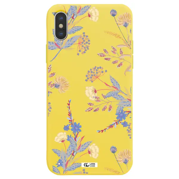 Pastel Fall Flowers Apple iPhone XS max Silicone canary yellow Case