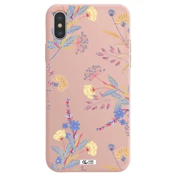 Pastel Fall Flowers Apple iPhone XS Silicone pastel pink Case