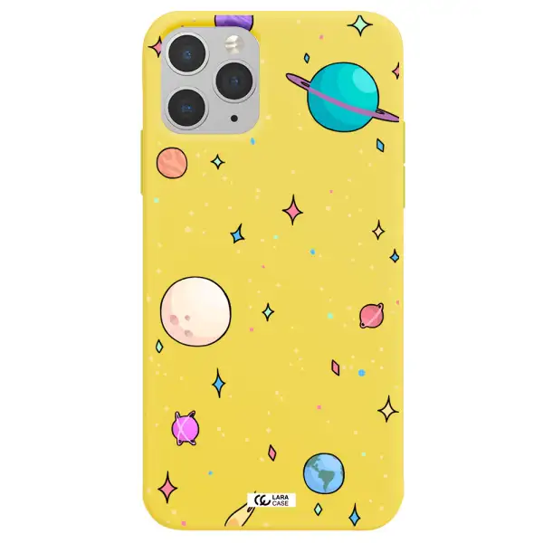 Solar System Print Apple iPhone 11 pro max Silicone canary yellow Case