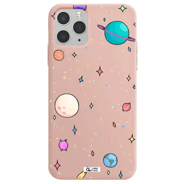 Solar System Print Apple iPhone 11 pro Silicone pastel pink Case