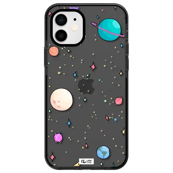 Solar System Print Apple iPhone 12 impact Smoke Black Case
