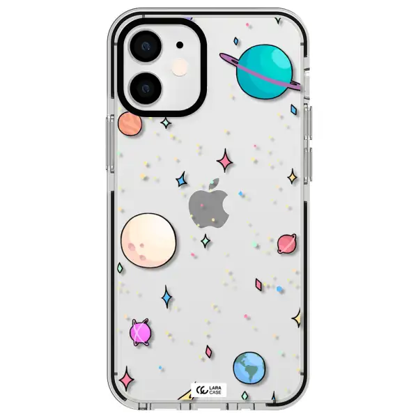 Solar System Print Apple iPhone 12 mini impact black border Case