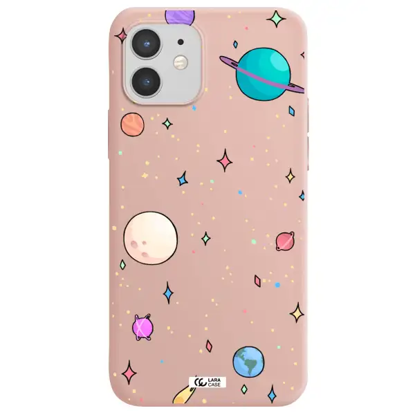 Solar System Print Apple iPhone 12 mini Silicone pastel pink Case